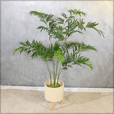 Yatai 4.5ft Artificial Palm Tree, Realistic Faux Tropical Plant with Green Leaves & Bendable Stems, Maintenance-Free, UV Resistant, Waterproof Fake Plant with Pot, Perfect for Home Office Patio Decor