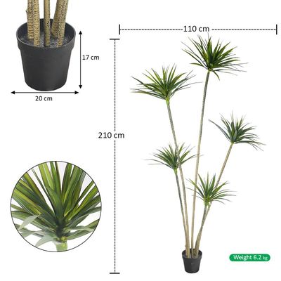 Yatai 7ft Tall Artificial Dracaena Tree, Nearly Natural Artificial Plants with Pots, Maintenance-Free & UV Resistant Fake Plants, Long-Lasting Faux Plants for Home, Office, Patio, Balcony Decor