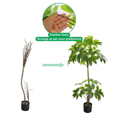 Yatai Artificial Schefflera Umbrella Tree, Nearly Natural Artificial Plants with Pots, Waterproof & Maintenance-Free Fake Plants, Faux Plants with Green Leaves & Flexible Stems for Home, Office Decor