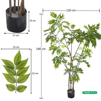 Yatai 6.2ft Artificial Wisteria Tree, Lifelike Silk Faux Tree with Bendable Branches, Realistic Green Leaves Artificial Plants with Pot, Waterproof & No Maintenance Fake Plant for Home, Office, Patio