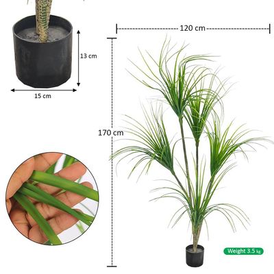 Yatai 5ft Artificial Green Grass Plant, Lifelike Accent Artificial Plants with Pot, Nearly Natural Faux Plants with Adjustable Stems, Maintenance-Free & Long Lasting Fake Plants for Home Office Decor