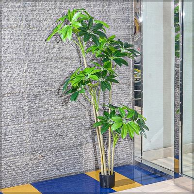 Yatai 5ft Artificial Schefflera Plant, Nearly Natural Artificial Plants with Pot, Faux Money Plants with Flexible Stems & Green Leaves, Maintenance-Free & Long Lasting Fake Plants for Decoration