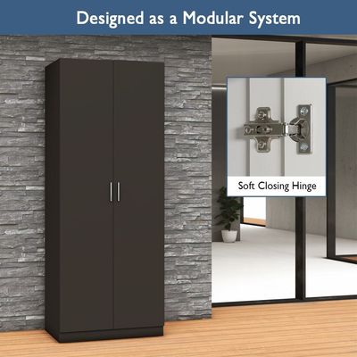 Mahmayi 2 Door Full Height Cabinet with 4 Shelves, Elegant and Modern Storage Solution, Soft Closing Doors Cabinet for Office and Home Use - Black