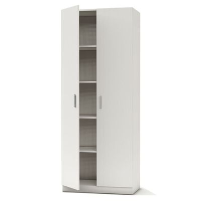 Mahmayi 2 Door Full Height Cabinet with 4 Shelves, Elegant and Modern Storage Solution, Soft Closing Doors Cabinet for Office and Home Use - White