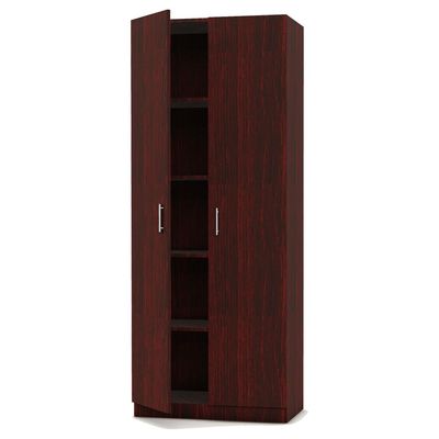 Mahmayi 2 Door Full Height Cabinet with 4 Shelves, Elegant and Modern Storage Solution, Soft Closing Doors Cabinet for Office and Home Use - Dark Walnut