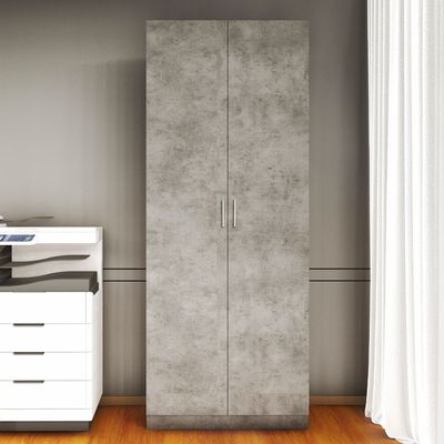 Mahmayi 2 Door Full Height Cabinet with 4 Shelves, Elegant and Modern Storage Solution, Soft Closing Doors Cabinet for Office and Home Use - Light Concrete
