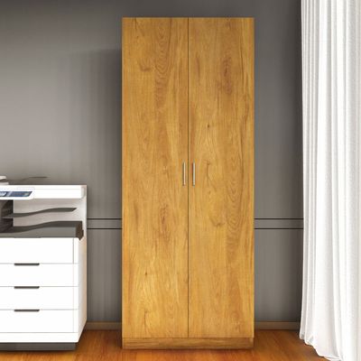Mahmayi 2 Door Full Height Cabinet with 4 Shelves, Elegant and Modern Storage Solution, Soft Closing Doors Cabinet for Office and Home Use - Light Walnut