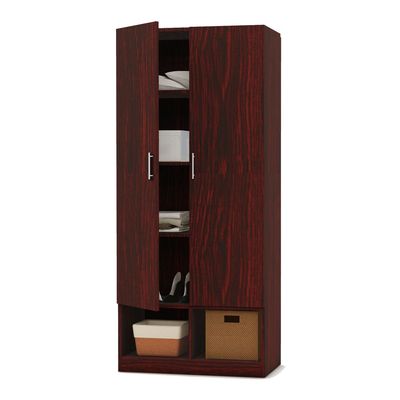 Mahmayi Modern 2 Door Wardrobe, Ample Space with Durable Design, Multiple Versatile Shelves for Clothes and Accessories, Home and Bedroom Furniture - Dark Walnut