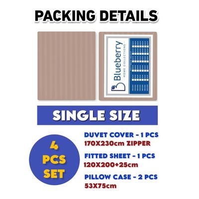 4 Pieces Single Size Bed Sheet Set With Duvet Cover Bedding Set - Dark Brown