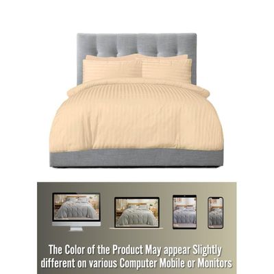 4 Pieces Single Size Bed Sheet Set With Duvet Cover Bedding Set - Gold
