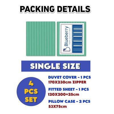 4 Pieces Single Size Bed Sheet Set With Duvet Cover Bedding Set - Green