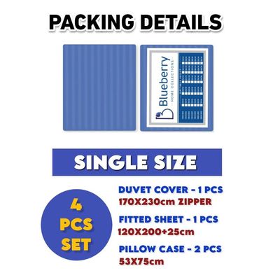 4 Pieces Single Size Bed Sheet Set With Duvet Cover Bedding Set - Navy Blue