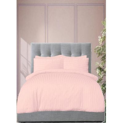 4 Pieces Single Size Bed Sheet Set With Duvet Cover Bedding Set - Pink