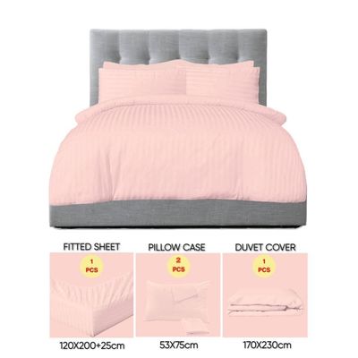 4 Pieces Single Size Bed Sheet Set With Duvet Cover Bedding Set - Pink