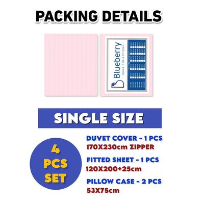4 Pieces Single Size Bed Sheet Set With Duvet Cover Bedding Set - Pink