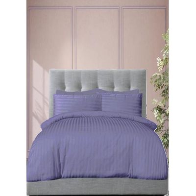 4 Pieces Single Size Bed Sheet Set With Duvet Cover Bedding Set - Purple