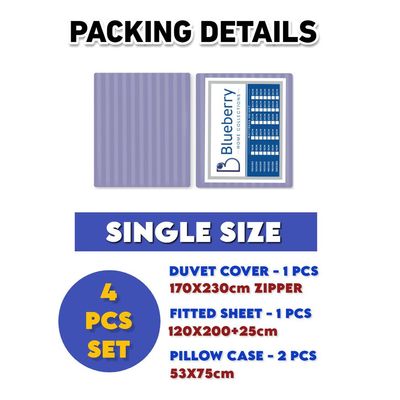 4 Pieces Single Size Bed Sheet Set With Duvet Cover Bedding Set - Purple
