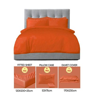 4 Pieces Single Size Bed Sheet Set With Duvet Cover Bedding Set - Red