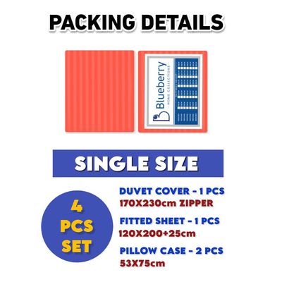 4 Pieces Single Size Bed Sheet Set With Duvet Cover Bedding Set - Red