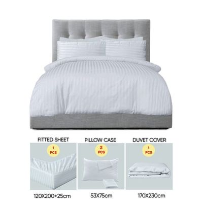 4 Pieces Single Size Bed Sheet Set With Duvet Cover Bedding Set - Silver