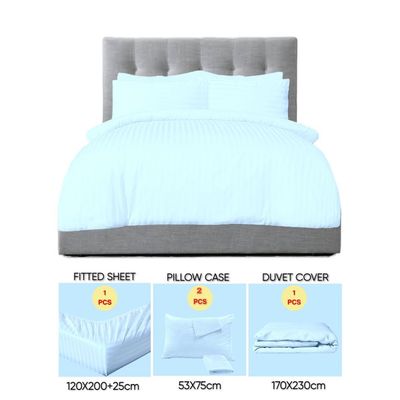 4 Pieces Single Size Bed Sheet Set With Duvet Cover Bedding Set - Sky Blue