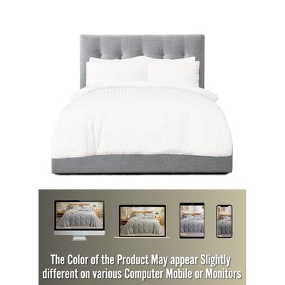 4 Pieces Single Size Bed Sheet Set With Duvet Cover Bedding Set - White
