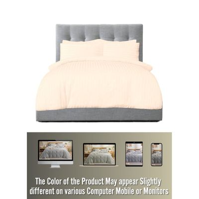 6 Pieces Queen Size Bed Sheet Set With Duvet Cover Bedding Set - Beige