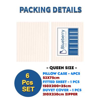 6 Pieces Queen Size Bed Sheet Set With Duvet Cover Bedding Set - Beige