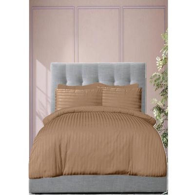 6 Pieces Queen Size Bed Sheet Set With Duvet Cover Bedding Set - Dark Brown