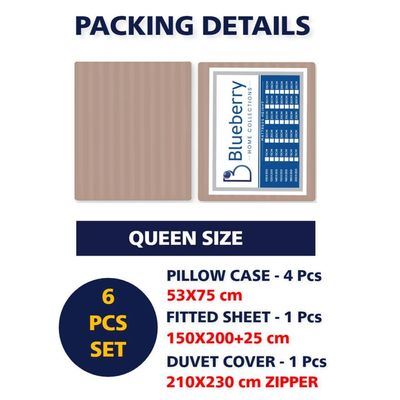 6 Pieces Queen Size Bed Sheet Set With Duvet Cover Bedding Set - Dark Brown