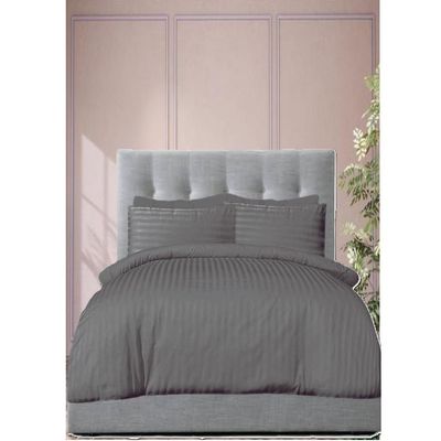 6 Pieces Queen Size Bed Sheet Set With Duvet Cover Bedding Set - Dark Grey