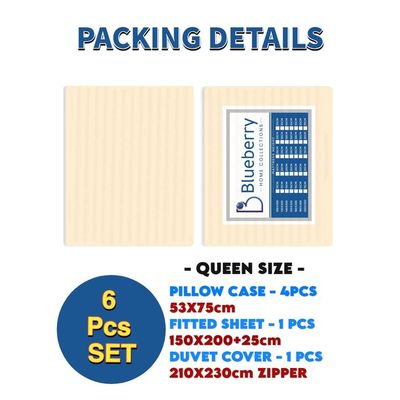 6 Pieces Queen Size Bed Sheet Set With Duvet Cover Bedding Set - Gold