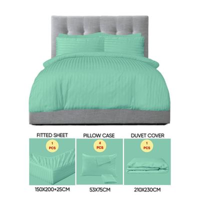 6 Pieces Queen Size Bed Sheet Set With Duvet Cover Bedding Set - Green