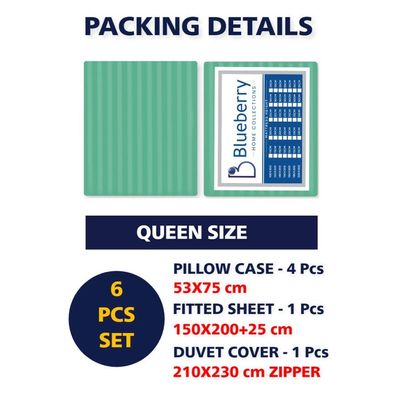 6 Pieces Queen Size Bed Sheet Set With Duvet Cover Bedding Set - Green