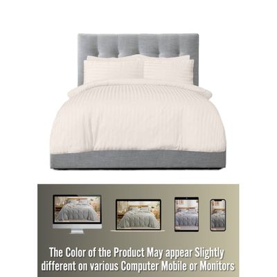 6 Pieces Queen Size Bed Sheet Set With Duvet Cover Bedding Set - Ivory