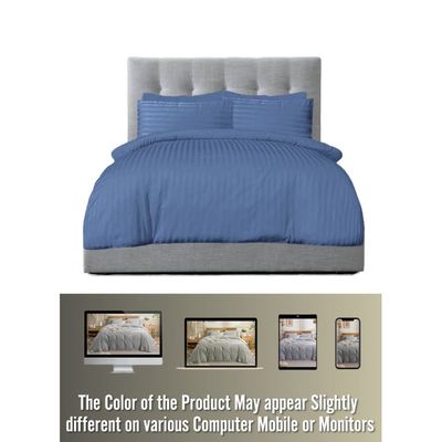 6 Pieces Queen Size Bed Sheet Set With Duvet Cover Bedding Set - Navy Blue
