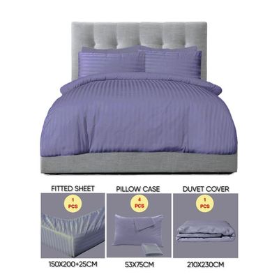 6 Pieces Queen Size Bed Sheet Set With Duvet Cover Bedding Set - Purple
