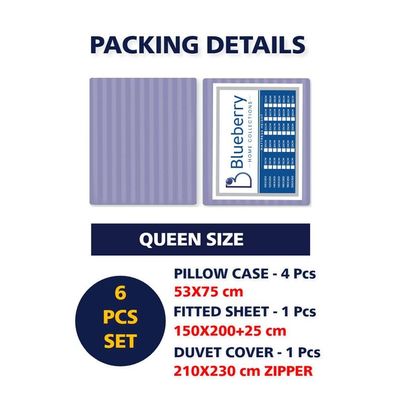 6 Pieces Queen Size Bed Sheet Set With Duvet Cover Bedding Set - Purple