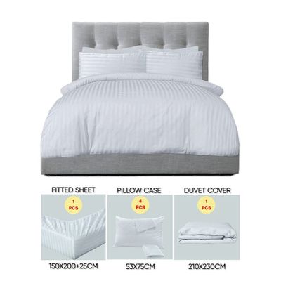 6 Pieces Queen Size Bed Sheet Set With Duvet Cover Bedding Set - Silver