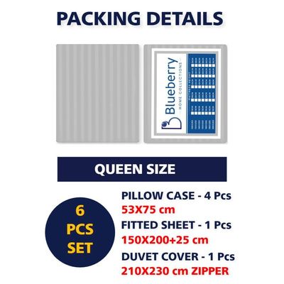 6 Pieces Queen Size Bed Sheet Set With Duvet Cover Bedding Set - Silver