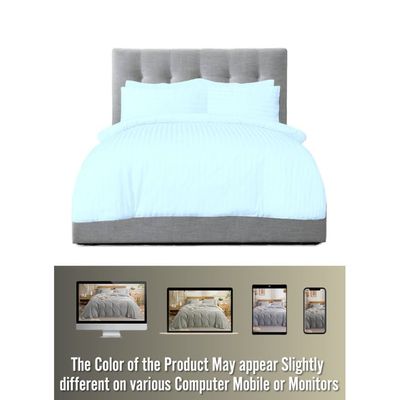 6 Pieces Queen Size Bed Sheet Set With Duvet Cover Bedding Set - Sky Blue