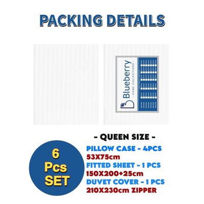 6 Pieces Queen Size Bed Sheet Set With Duvet Cover Bedding Set - White