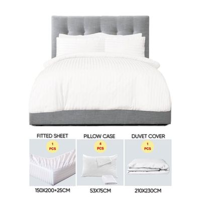 6 Pieces Queen Size Bed Sheet Set With Duvet Cover Bedding Set - White