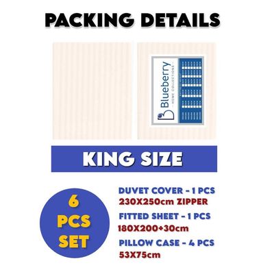 6 Pieces King Size Bed Sheet Set With Duvet Cover Bedding Set - Beige