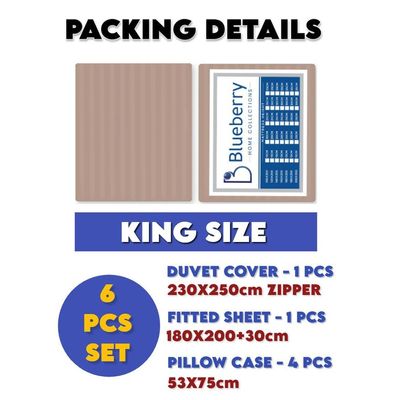 6 Pieces King Size Bed Sheet Set With Duvet Cover Bedding Set - Dark Brown