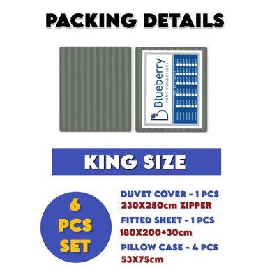 6 Pieces King Size Bed Sheet Set With Duvet Cover Bedding Set - Dark Grey