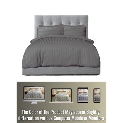 6 Pieces King Size Bed Sheet Set With Duvet Cover Bedding Set - Dark Grey