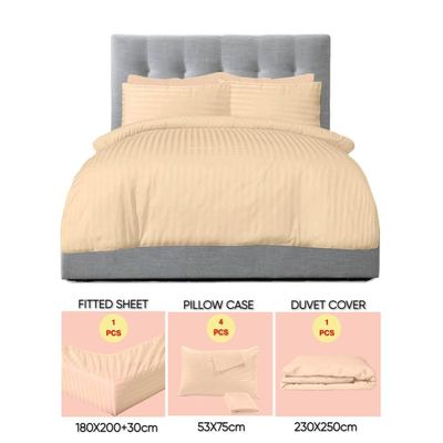 6 Pieces King Size Bed Sheet Set With Duvet Cover Bedding Set - Gold