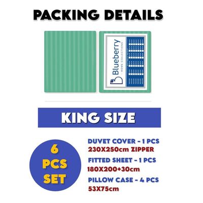 6 Pieces King Size Bed Sheet Set With Duvet Cover Bedding Set - Green