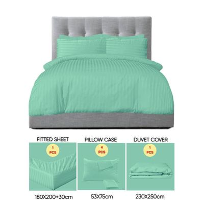 6 Pieces King Size Bed Sheet Set With Duvet Cover Bedding Set - Green